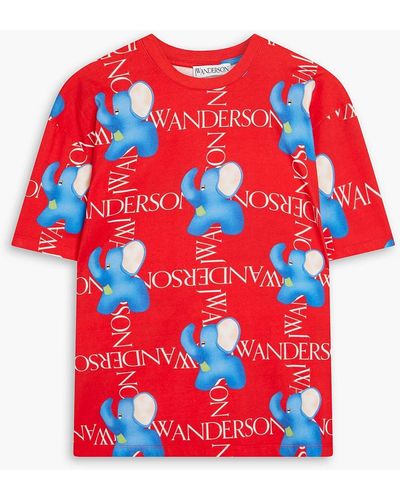 JW Anderson Printed Cotton-jersey T-shirt - Red