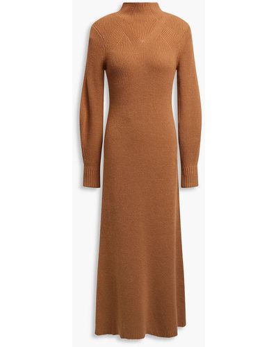 Loulou Studio Tesoro Ribbed Wool And Cashmere-blend Turtleneck Dress - Brown
