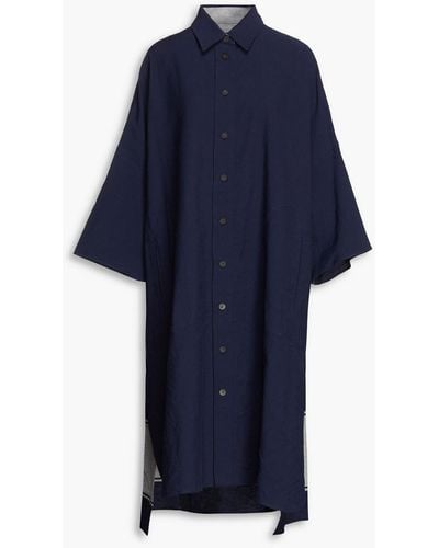 JOSEPH Oversized Printed Cotton And Linen-blend Twill Midi Shirt Dress - Blue