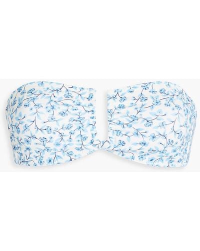 Onia Genevieve Floral-print Bandeau Bikini Top - Blue