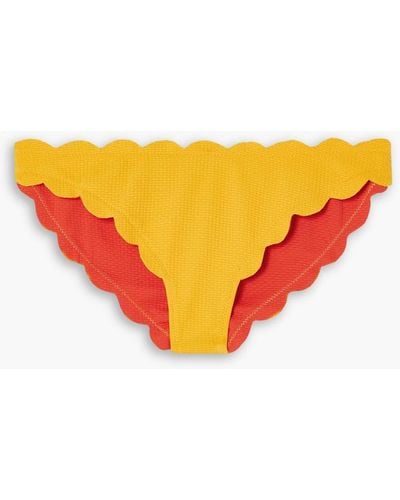 Marysia Swim Antibes Reversible Textured Stretch-crepe Low-rise Bikini Briefs - Yellow