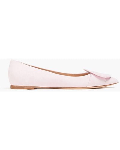 Gianvito Rossi Appliquéd Suede Point-toe Flats - Pink