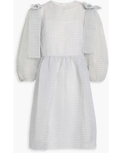 Shrimps Max Bow-embellished Checked Organza Mini Dress - White
