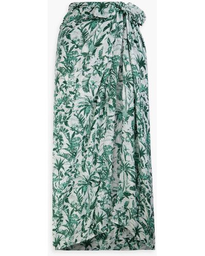Onia Floral-print Cotton-voile Pareo - Green