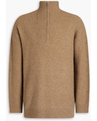 Nanushka Brushed Knitted Half-zip Sweater - Brown