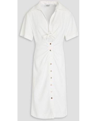 Sandro Knotted Twill Shirt Dress - White