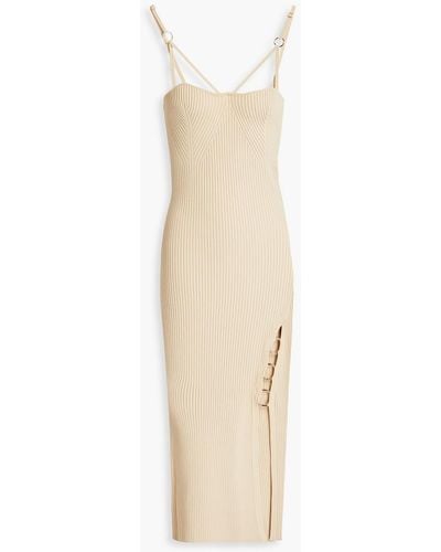 Nicholas Jules Embellished Cutout Ribbed-knit Midi Dress - White