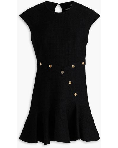 Sandro Fluted Button-embellished Tweed Mini Dress - Black