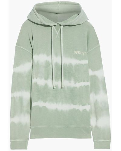 WSLY The Ecosoft Oversized Tie-dyed Organic Cotton-blend Fleece Hoodie - Green