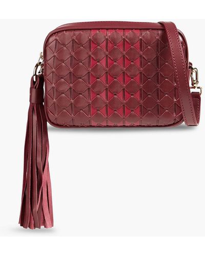 Serapian Mini Mosaico Two-tone Tasselled Leather Camera Bag - Red