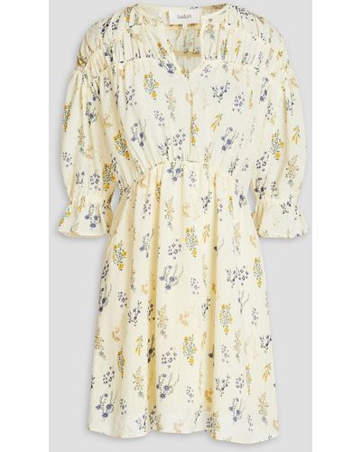 Ba&sh Alois Floral-print Crepon Mini Dress - Natural