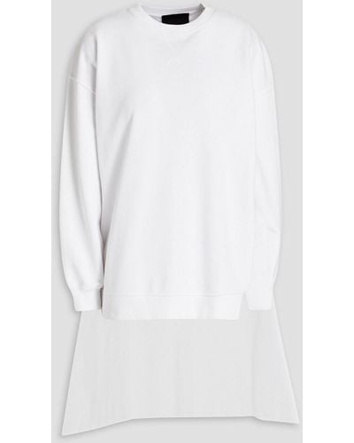RED Valentino Point D'esprit-paneled French Cotton-blend Terry Sweatshirt - White