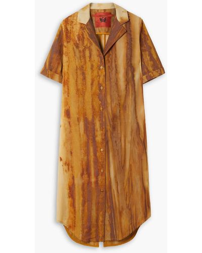 Thebe Magugu Oxidized Wool Shirt Dress - Orange