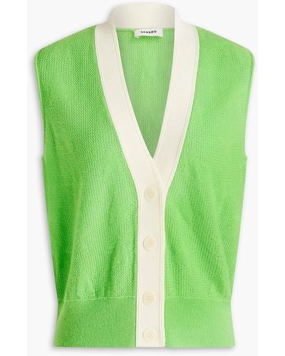 Sandro Two-tone Wool Ad Cashmere-blend Vest - Green