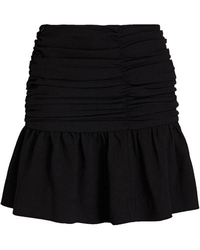 Ganni Ruched Stretch-crepe Mini Skirt - Black