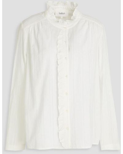 Ba&sh Lattice-trimmed Cotton Shirt - White