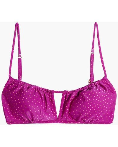 ViX Louise Nina Gathered Polka-dot Bikini Top - Purple