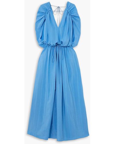 Stella McCartney Monica robe aus jacquard aus einer seidenmischung mit raffungen - Blau