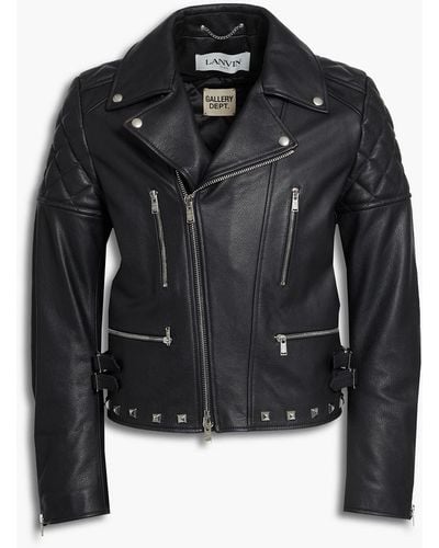 GALLERY DEPT. Studded Quilted Printed Leather Biker Jacket - Black