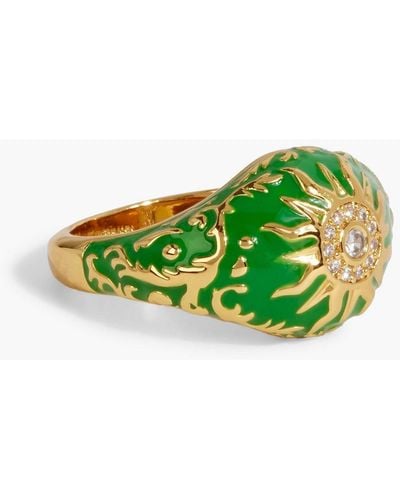 Zimmermann Gold-plated Enamel And Cubic Zirconia Ring - Green