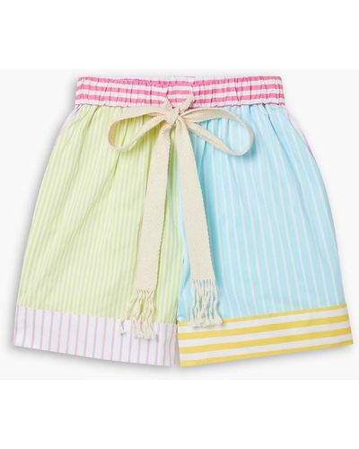 STAUD Aft Striped Cotton-blend Poplin Shorts - Blue