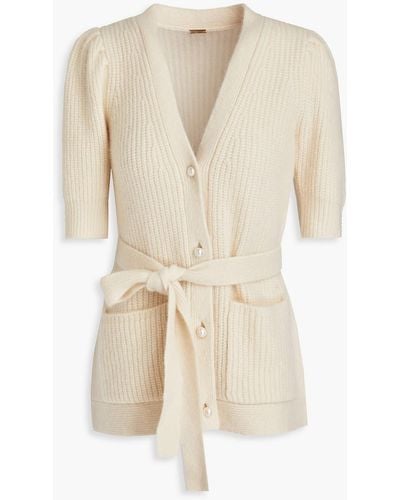Adam Lippes Brushed Ribbed Cashmere And Silk-blend Cardigan - Natural