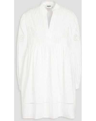 Claudie Pierlot Lattice-trimmed Cotton-poplin Mini Dress - White