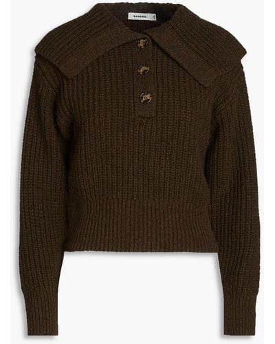 Sandro Mélange Ribbed Wool-blend Sweater - Brown