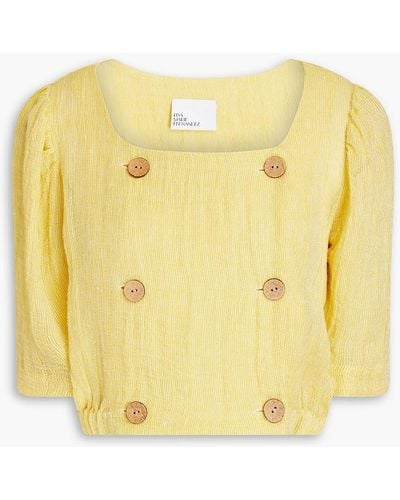 Lisa Marie Fernandez Diana Cropped Linen-blend Gauze Top - Yellow