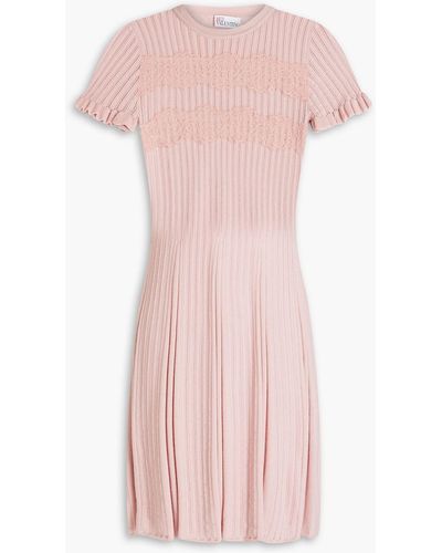 RED Valentino Pleated Pointelle-knit Wool Mini Dress - Pink