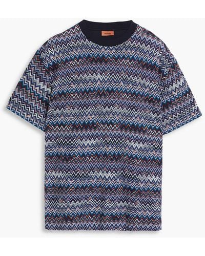 Missoni Crochet-knit Cotton-blend T-shirt - Blue