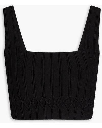 Aje. Ney Cropped Cutout Ribbed-knit Top - Black