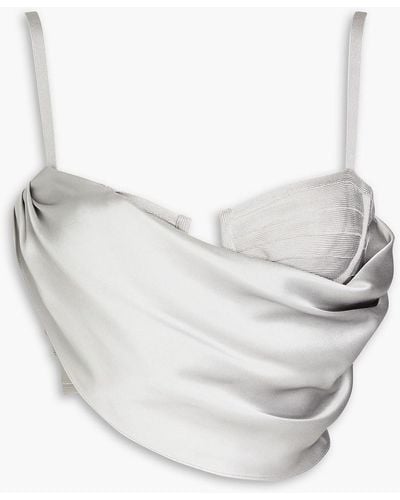 Hervé Léger Layered Silk-satin Bandage Bustier Top - White