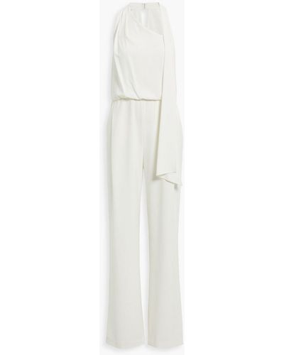 Halston Draped Crepe De Chine Wide-leg Jumpsuit - White