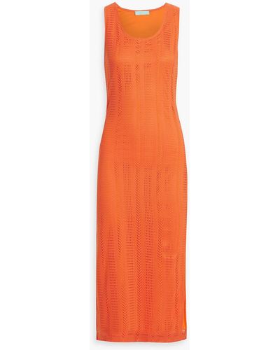 Melissa Odabash Hailey Cutout Pointelle-knit Midi Dress - Orange