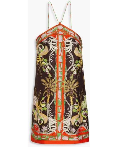 Emilio Pucci Printed Silk-twill Mini Dress - Brown