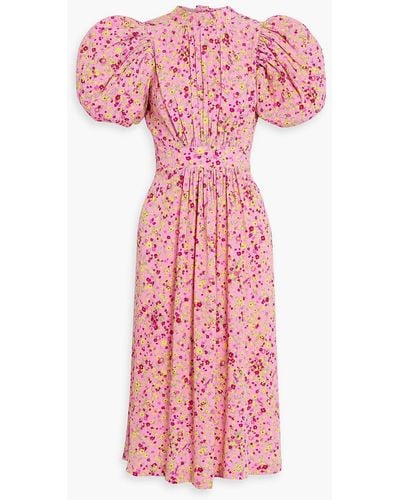 ROTATE BIRGER CHRISTENSEN Rotate Jacquard Dress With Puffy Sleeves - Pink