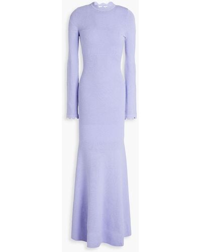Victoria Beckham Scalloped Knitted Maxi Dress - Purple