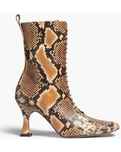 Miista Yana Snake-effect Leather Ankle Boots - Brown