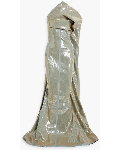 Rick Owens Aphrodite Sequined Denim Gown - Green