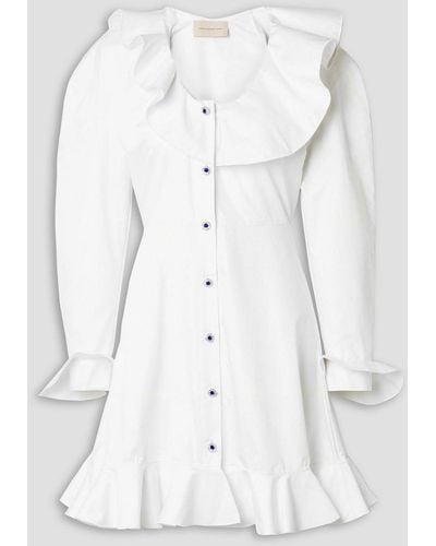 Christopher Kane Ruffled Cotton-poplin Mini Dress - White