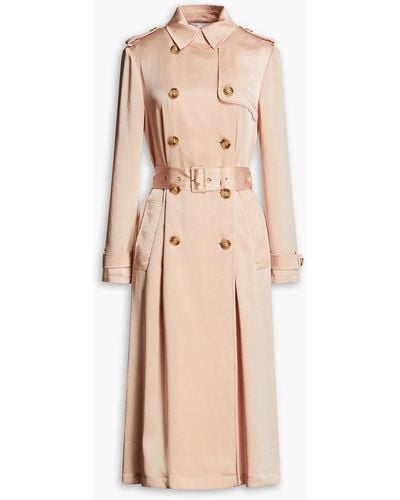 RED Valentino Pleated Satin Trench Coat - Natural