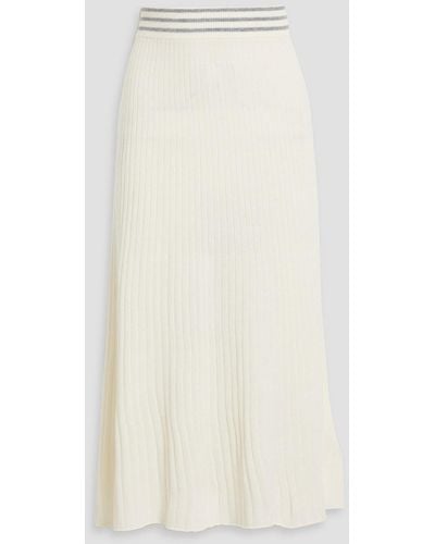 Chinti & Parker Ribbed Merino Wool And Cashmere-blend Midi Skirt - White