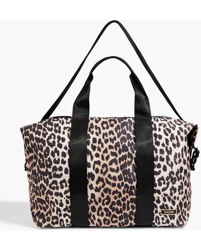 Ganni Leopard-print Shell Weekend Bag - Black