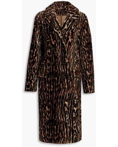 Yves Salomon Lacon Double-breasted Leopard-print Shearling Coat - Black