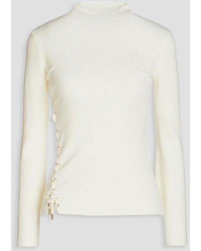 Maje Uelli Ribbed-knit Turtleneck Sweater - White