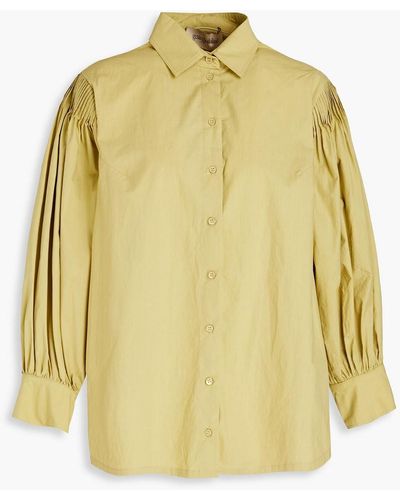 Gentry Portofino Pintucked Cotton-poplin Shirt - Yellow