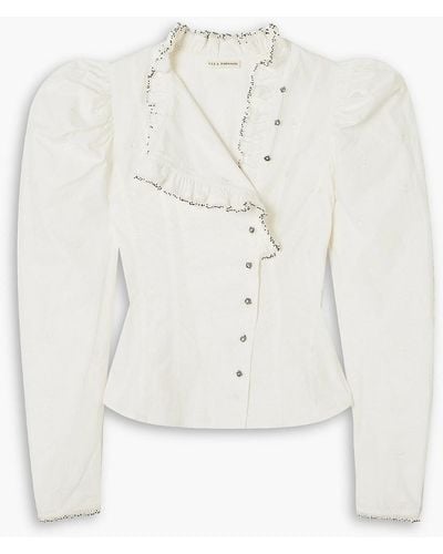 Ulla Johnson Lamont bluse aus baumwollpopeline mit verzierung - Weiß