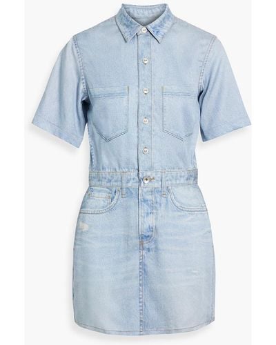 Rag & Bone Freesia Denim-effect Print Tm Mini Shirt Dress - Blue