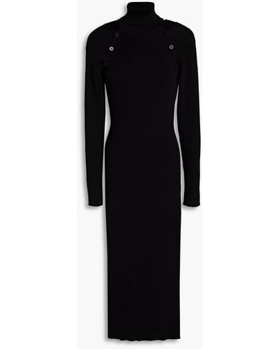 Envelope Berg Cutout Ribbed Cashmere And Wool-blend Midi Dress - Black